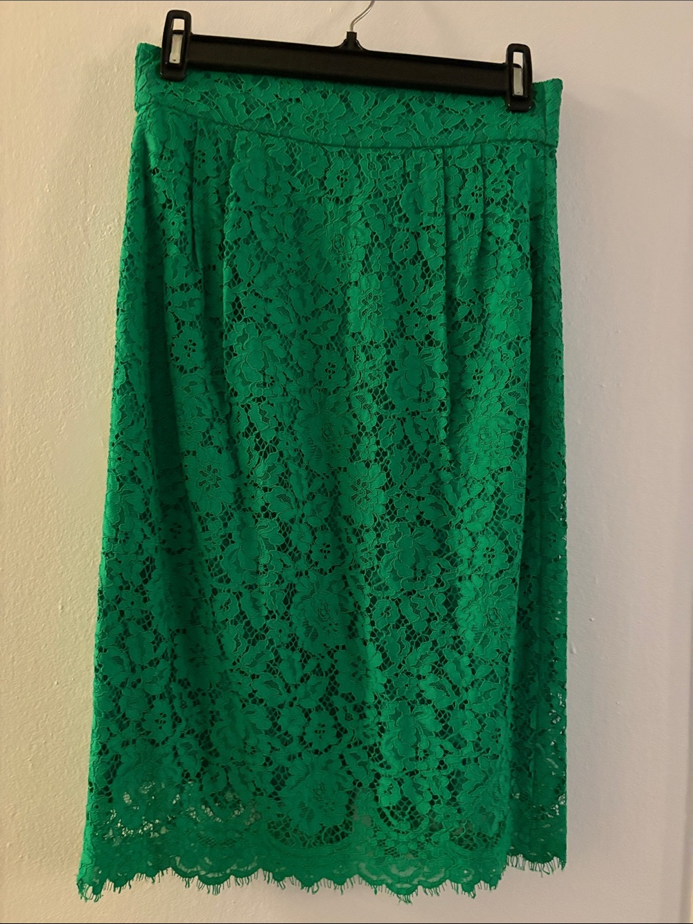 J. Crew Vibrant Green Lace Midi Skirt